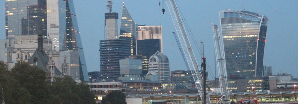 London skyline from the river Thames